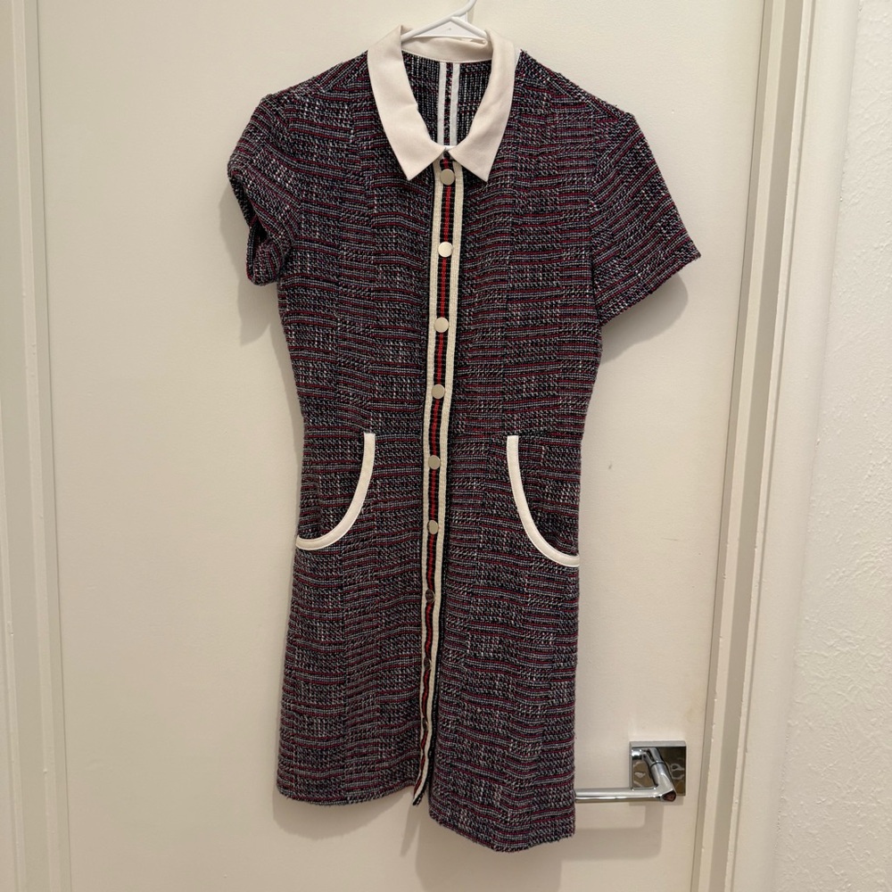 Maje Tweed Dress with White Accents